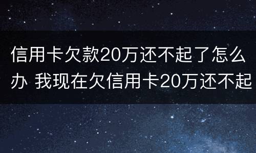信用卡欠款20万还不起了怎么办 我现在欠信用卡20万还不起了怎么办