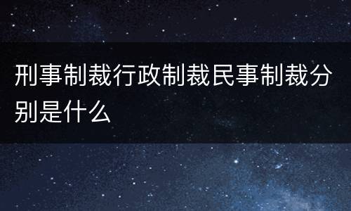 刑事制裁行政制裁民事制裁分别是什么