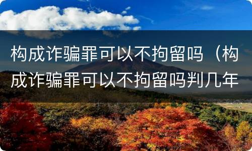 构成诈骗罪可以不拘留吗（构成诈骗罪可以不拘留吗判几年）