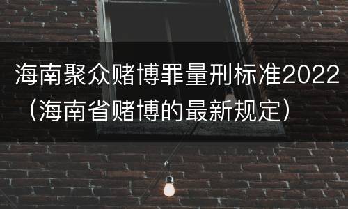海南聚众赌博罪量刑标准2022（海南省赌博的最新规定）