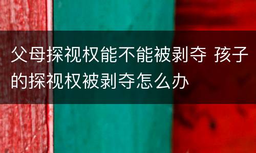 父母探视权能不能被剥夺 孩子的探视权被剥夺怎么办