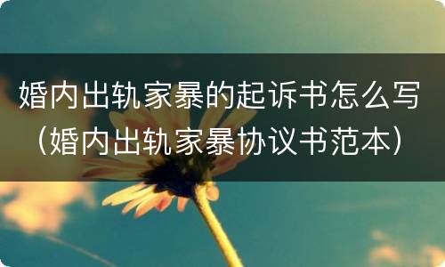 婚内出轨家暴的起诉书怎么写（婚内出轨家暴协议书范本）