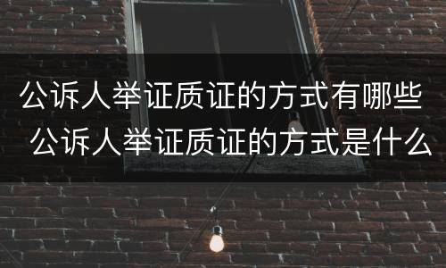 公诉人举证质证的方式有哪些 公诉人举证质证的方式是什么