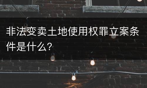 非法变卖土地使用权罪立案条件是什么？
