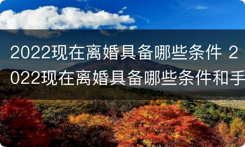 2022现在离婚具备哪些条件 2022现在离婚具备哪些条件和手续