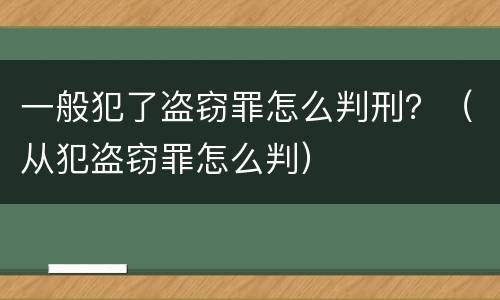 一般犯了盗窃罪怎么判刑？（从犯盗窃罪怎么判）