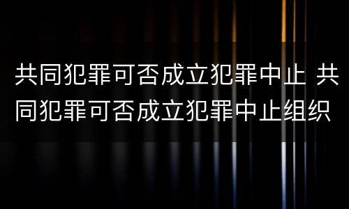 共同犯罪可否成立犯罪中止 共同犯罪可否成立犯罪中止组织