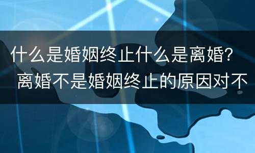 什么是婚姻终止什么是离婚？ 离婚不是婚姻终止的原因对不对