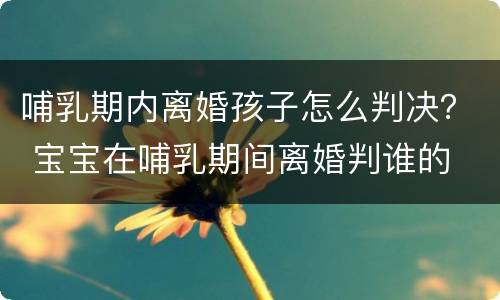 哺乳期内离婚孩子怎么判决？ 宝宝在哺乳期间离婚判谁的