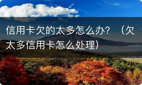 信用卡欠的太多怎么办？（欠太多信用卡怎么处理）