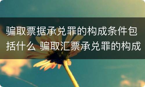 骗取票据承兑罪的构成条件包括什么 骗取汇票承兑罪的构成