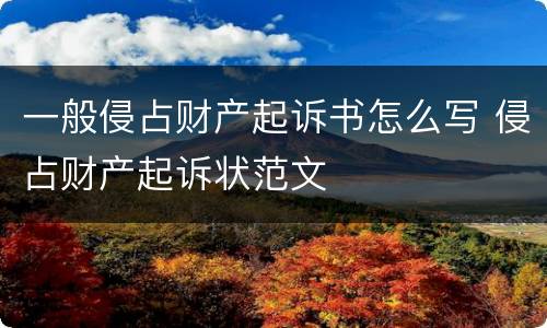 一般侵占财产起诉书怎么写 侵占财产起诉状范文