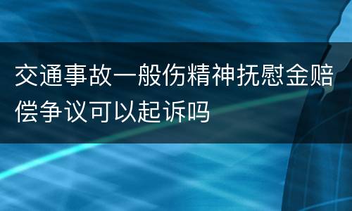 交通事故一般伤精神抚慰金赔偿争议可以起诉吗