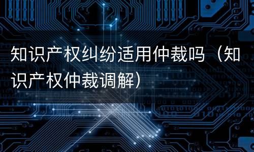 知识产权纠纷适用仲裁吗（知识产权仲裁调解）
