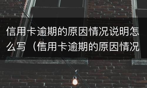 信用卡逾期的原因情况说明怎么写（信用卡逾期的原因情况说明怎么写啊）