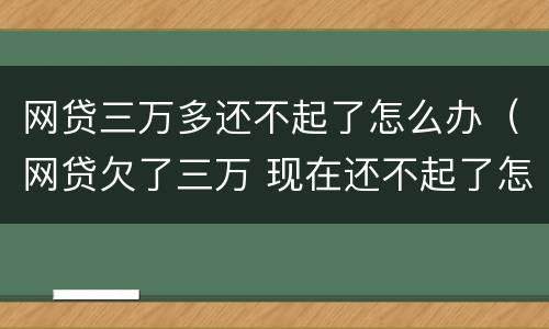 网贷三万多还不起了怎么办（网贷欠了三万 现在还不起了怎么办）