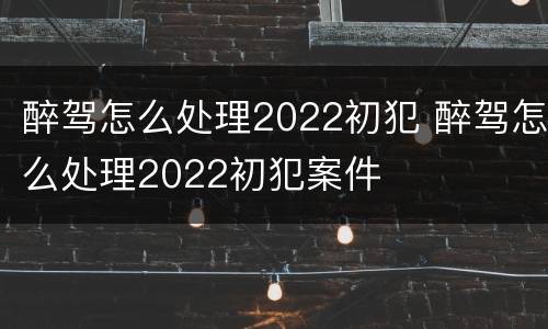 醉驾怎么处理2022初犯 醉驾怎么处理2022初犯案件
