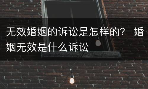 无效婚姻的诉讼是怎样的？ 婚姻无效是什么诉讼