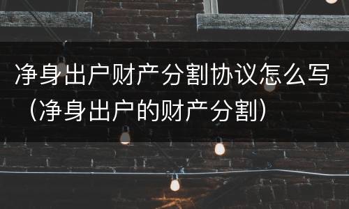 净身出户财产分割协议怎么写（净身出户的财产分割）
