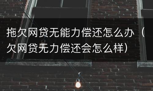 拖欠网贷无能力偿还怎么办（欠网贷无力偿还会怎么样）