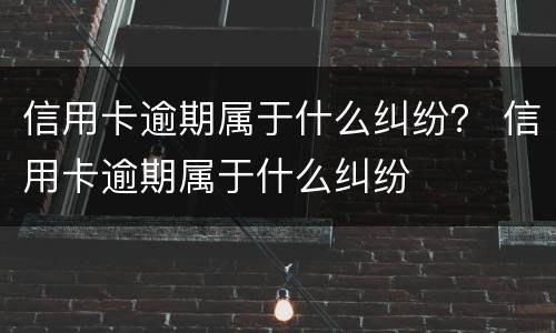 信用卡逾期属于什么纠纷？ 信用卡逾期属于什么纠纷