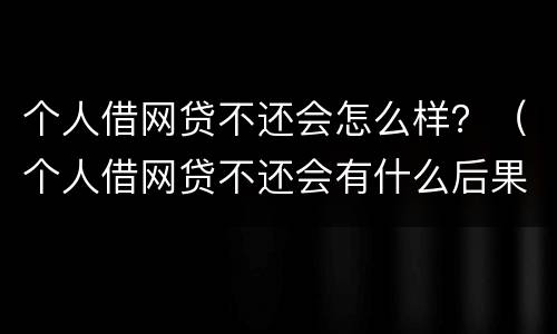 个人借网贷不还会怎么样？（个人借网贷不还会有什么后果）