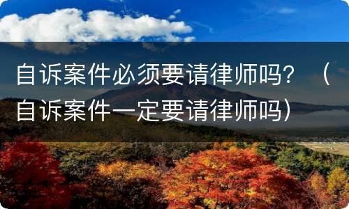自诉案件必须要请律师吗？（自诉案件一定要请律师吗）