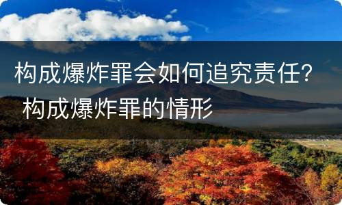 构成爆炸罪会如何追究责任？ 构成爆炸罪的情形
