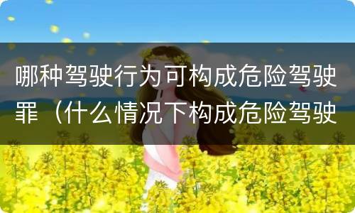 哪种驾驶行为可构成危险驾驶罪（什么情况下构成危险驾驶罪）