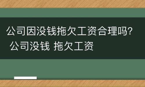 公司因没钱拖欠工资合理吗？ 公司没钱 拖欠工资