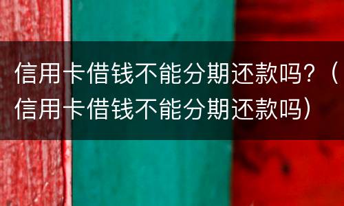 信用卡借钱不能分期还款吗?（信用卡借钱不能分期还款吗）