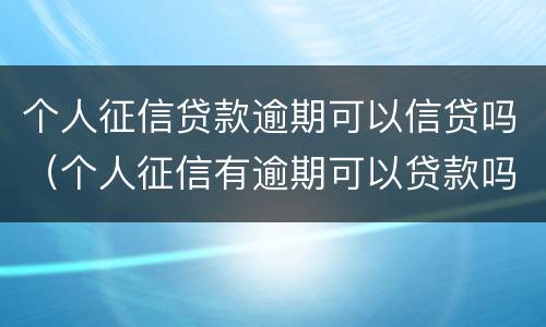 个人征信贷款逾期可以信贷吗（个人征信有逾期可以贷款吗）