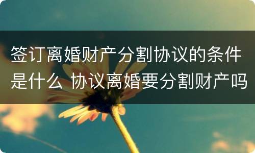 签订离婚财产分割协议的条件是什么 协议离婚要分割财产吗