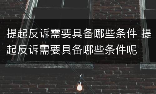提起反诉需要具备哪些条件 提起反诉需要具备哪些条件呢