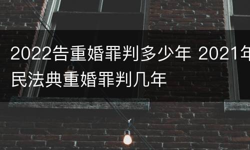 2022告重婚罪判多少年 2021年民法典重婚罪判几年