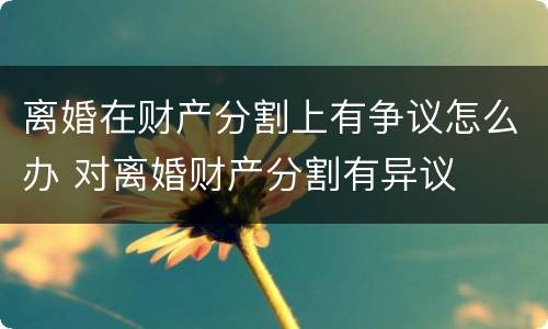 离婚在财产分割上有争议怎么办 对离婚财产分割有异议