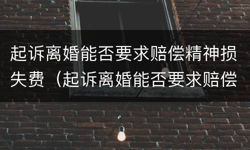 起诉离婚能否要求赔偿精神损失费（起诉离婚能否要求赔偿精神损失费用）