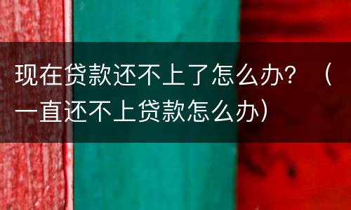 现在贷款还不上了怎么办？（一直还不上贷款怎么办）