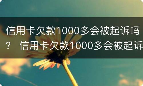 信用卡欠款1000多会被起诉吗？ 信用卡欠款1000多会被起诉吗知乎