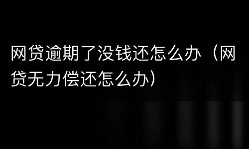 网贷逾期了没钱还怎么办（网贷无力偿还怎么办）