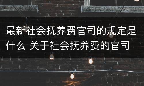 最新社会抚养费官司的规定是什么 关于社会抚养费的官司