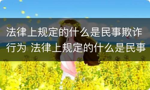 法律上规定的什么是民事欺诈行为 法律上规定的什么是民事欺诈行为呢