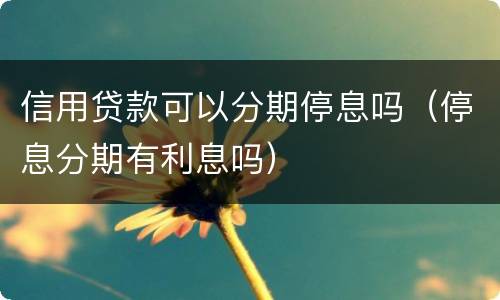 信用贷款可以分期停息吗（停息分期有利息吗）