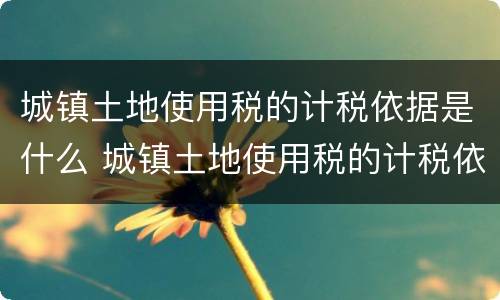 城镇土地使用税的计税依据是什么 城镇土地使用税的计税依据是什么意思