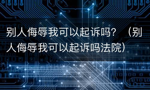 别人侮辱我可以起诉吗？（别人侮辱我可以起诉吗法院）
