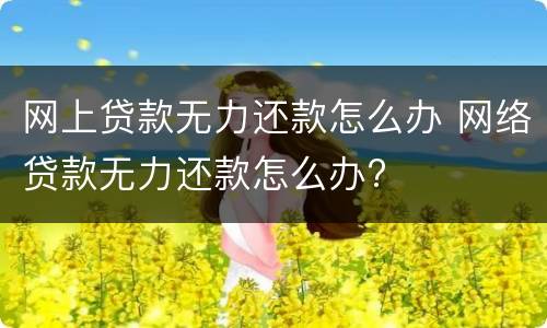 网上贷款无力还款怎么办 网络贷款无力还款怎么办?