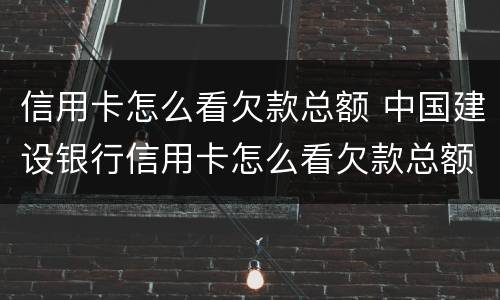 信用卡怎么看欠款总额 中国建设银行信用卡怎么看欠款总额