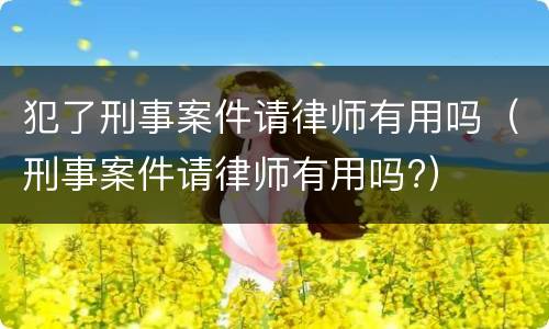 犯了刑事案件请律师有用吗（刑事案件请律师有用吗?）