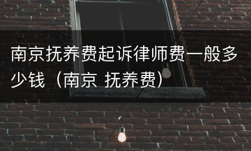 南京抚养费起诉律师费一般多少钱（南京 抚养费）