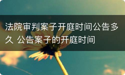 法院审判案子开庭时间公告多久 公告案子的开庭时间